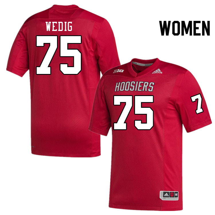 Women #75 Trey Wedig Indiana Hoosiers College Football Jerseys Stitched-Crimson